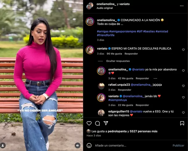 Onelia Molina tomó a todos por sorpresa con el video. Foto: Instagram