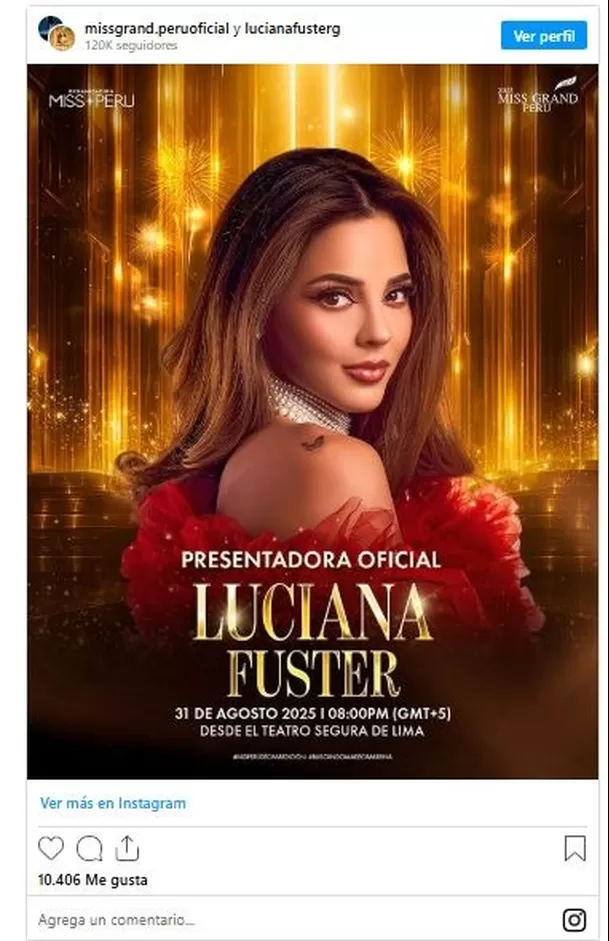 Luciana Fuster se coronó en el 2023 como Miss Grand International. Foto: Instagram Luciana Fuster se coronó en el 2023 como Miss Grand International. Foto: Instagram