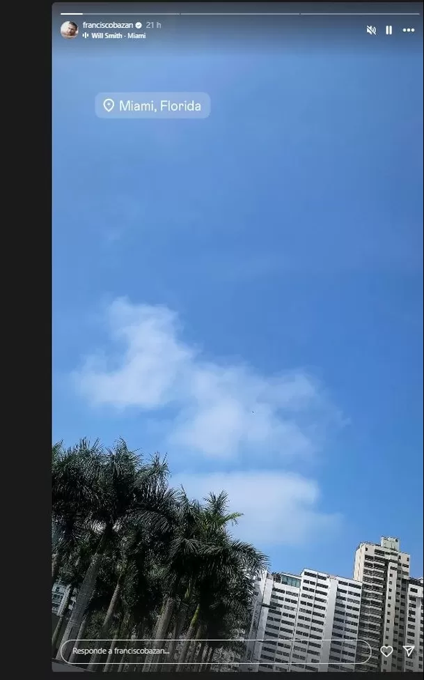 Paco Bazán dio a conocer que se encuentra en Miami con Susana Alvarado. Foto: Instagram