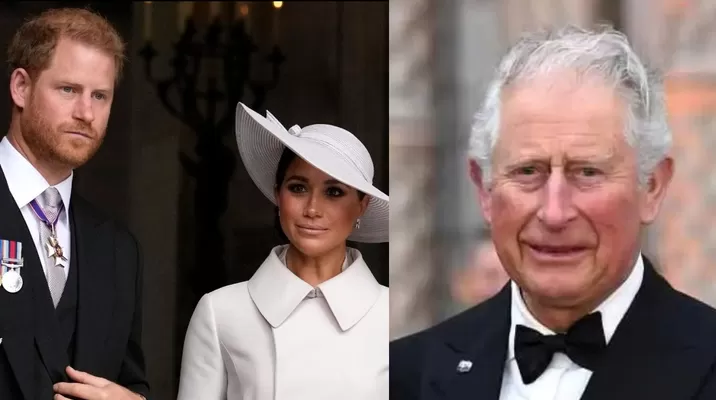 Duques de Sussex Harry y Meghan Markle/ Rey Carlos III de Inglaterra/ Fotos: Hola Duques de Sussex Harry y Meghan Markle/ Rey Carlos III de Inglaterra/ Fotos: Hola