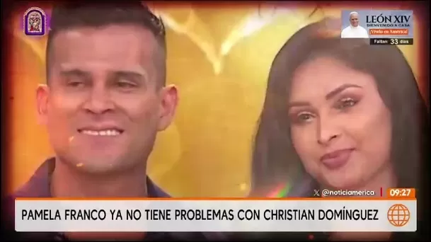 Pamela Franco aseguró que mantiene una comunicación normal con Christian Domínguez/América TV Pamela Franco aseguró que mantiene una comunicación normal con Christian Domínguez/América TV