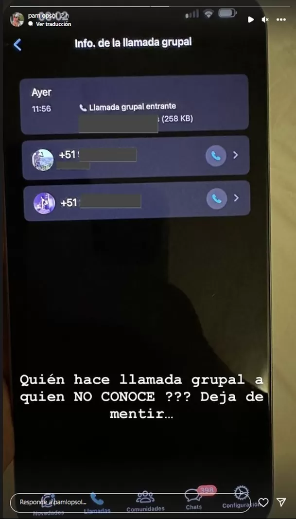 Mensaje de Pamela López aludiendo a Pamela Franco/Foto: Instagram