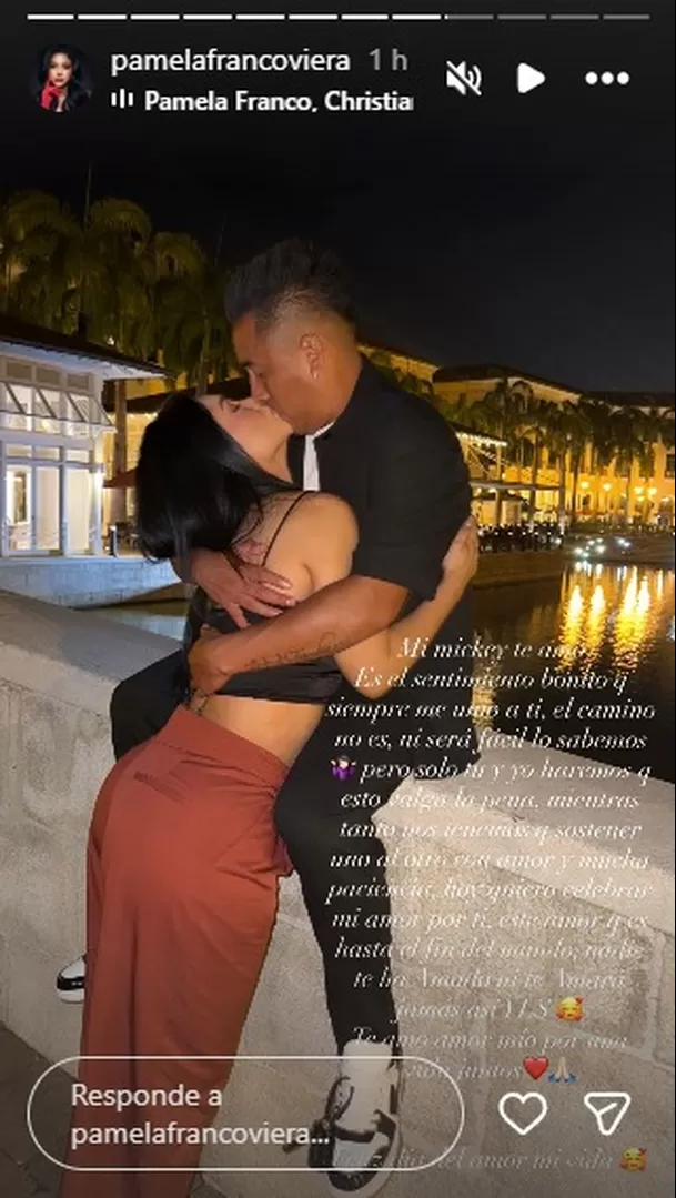 Pamela Franco y Cueva celebran su amor en San Valentín/ Captura Instagram