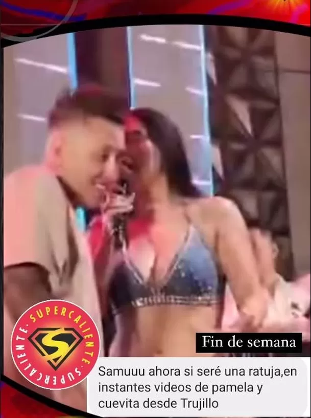 Pamela Franco se puso cariñosa con Cueva en el escenario. Fuente: Instarandula