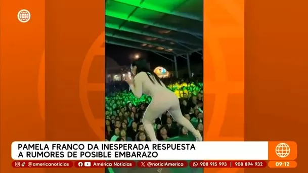 Lejos de molestarse, Pamela Franco usó el humor para desmentir las especulaciones. Foto: América TV Lejos de molestarse, Pamela Franco usó el humor para desmentir las especulaciones. Foto: América TV