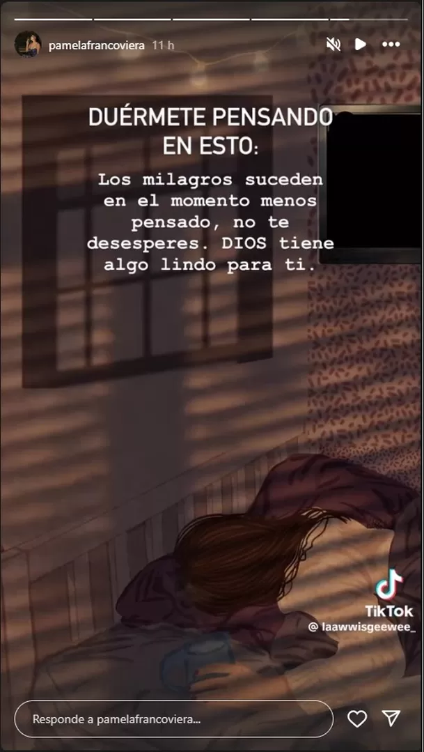 Pamela Franco y su mensaje en redes. Foto: Instagram