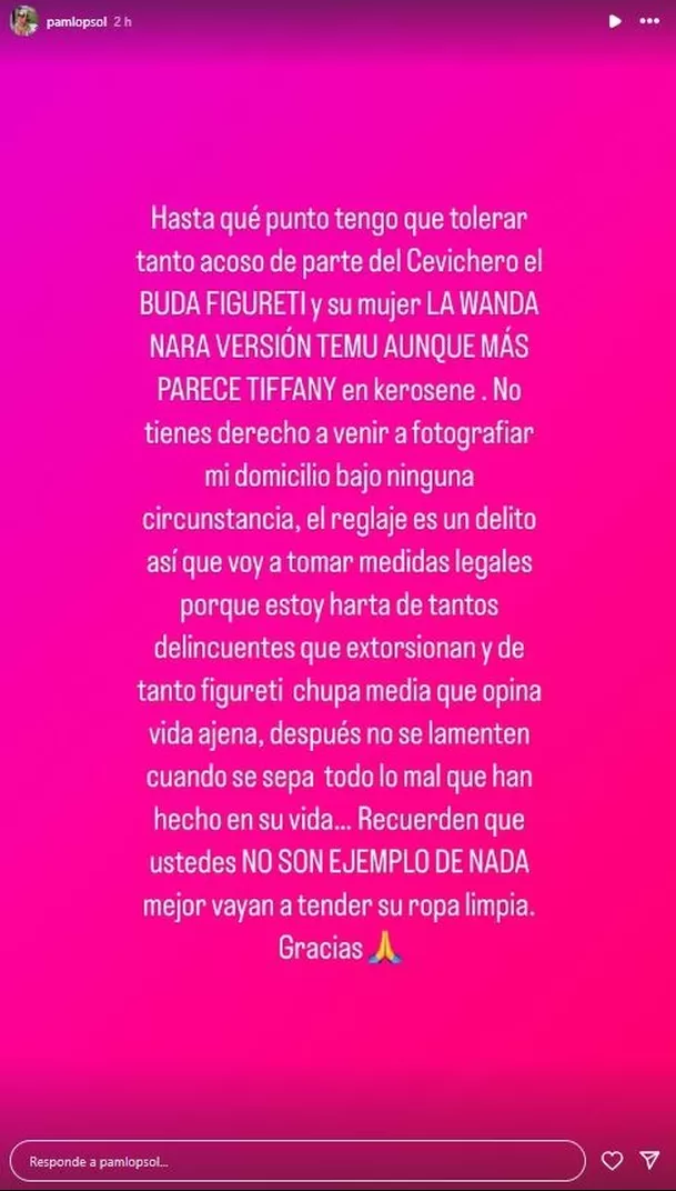 Pamela López hizo fuerte acusación contra Lucho Barrunto y su esposa. Fuente: Instagram Pamela López hizo fuerte acusación contra Lucho Barrunto y su esposa. Fuente: Instagram