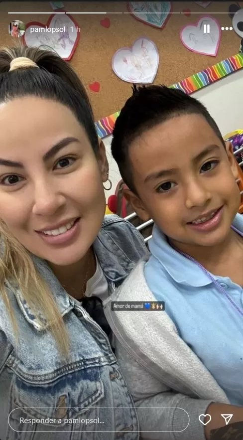 Pamela López posó al lado de su hijo Luis Crissiano/Foto: Instagram