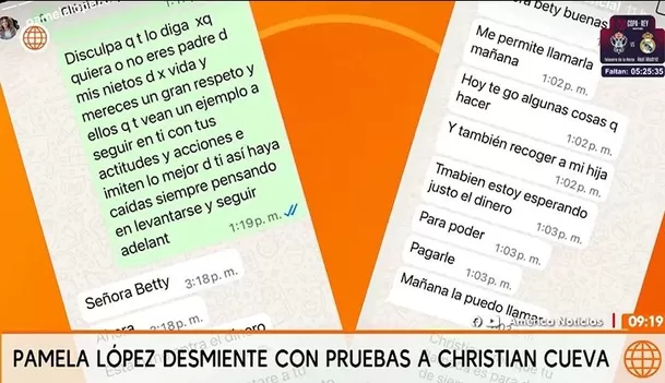 Pamela López muestra chats de su madre con Christian Cueva sobre la cuantiosa deuda de 80 mil soles del futbolista / Instagram
