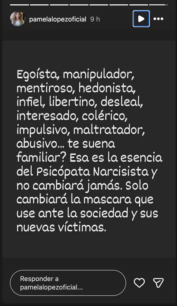 Pamela López reaccionó a entrevista de Christian Cueva. Foto: Instagram