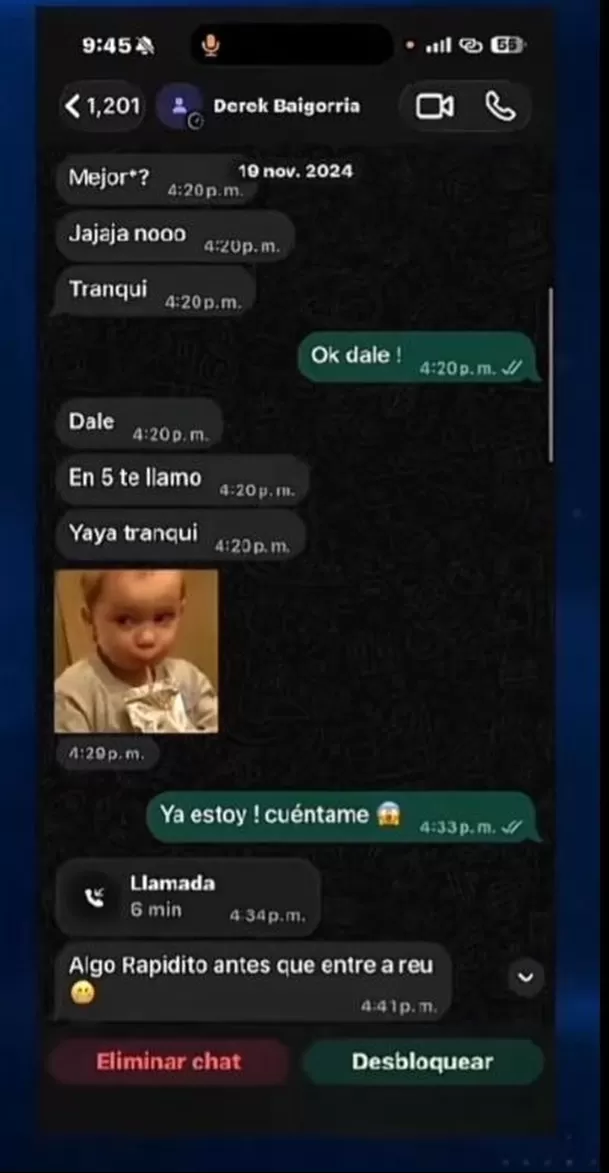 Pamela López mostró conversaciones que habría mantenido con Derek Baigorria, hermano menor de Alejandra Baigorria, y dejó ver los mensajes que recibió luego de un supuesto contacto por un tema laboral. Video: Instagram @elchicodelascriticas Pamela López mostró conversaciones que habría mantenido con Derek Baigorria, hermano menor de Alejandra Baigorria, y dejó ver los mensajes que recibió luego de un supuesto contacto por un tema laboral. Video: Instagram @elchicodelascriticas