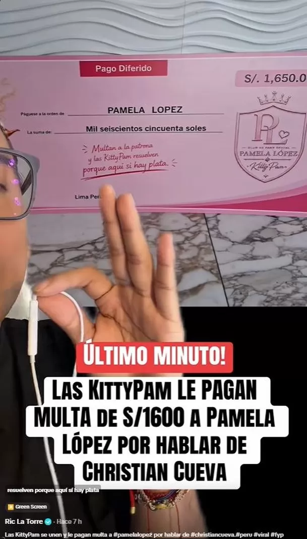 Club de fans de Pamela López se pone la camiseta y le paga costosa multa por sus declaraciones sobre Christian Cueva / TikTok: riclatorrez Club de fans de Pamela López se pone la camiseta y le paga costosa multa por sus declaraciones sobre Christian Cueva / TikTok: riclatorrez