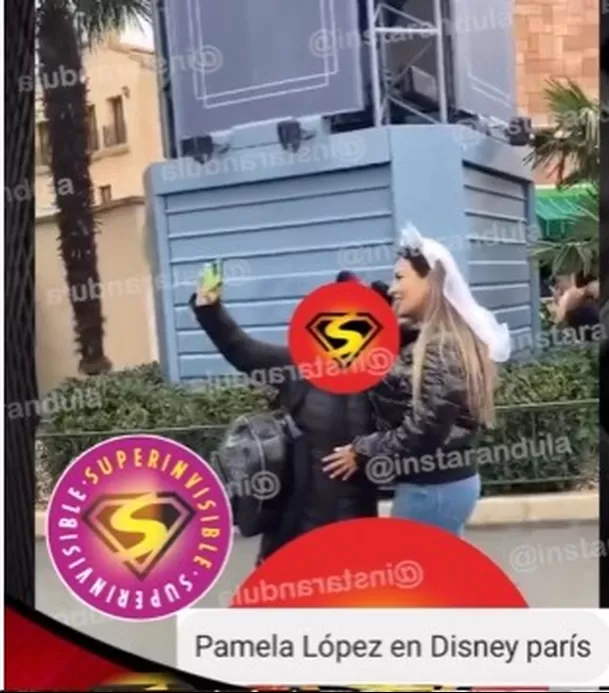 Pamela López luciendo un velo de novia en Disneyland París. Fuente: Instagram/Instarandula