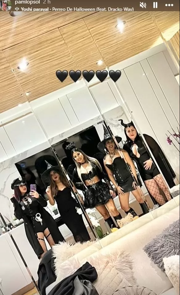 Pamela López y sus amigas antes de ir a un concierto de reggaetón por Halloween / Instagram