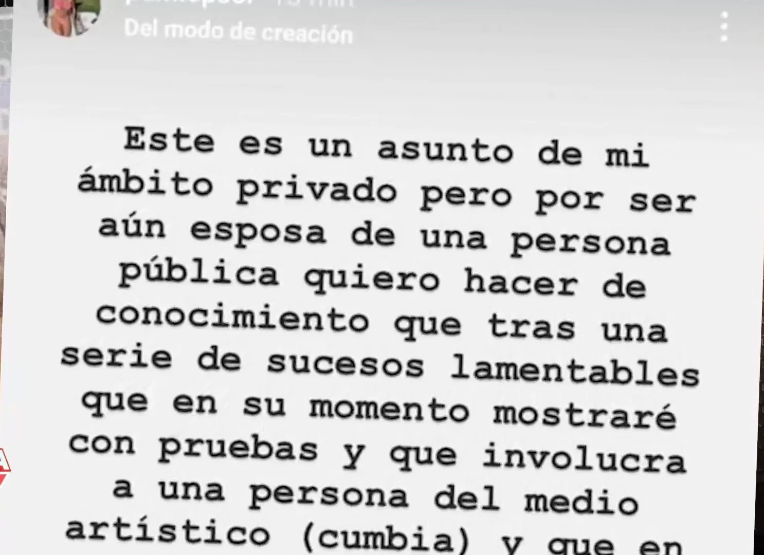 Comunicado de Pamela López finalizando su matrimonio con el futbolista Christian Cueva/Foto: Instagram