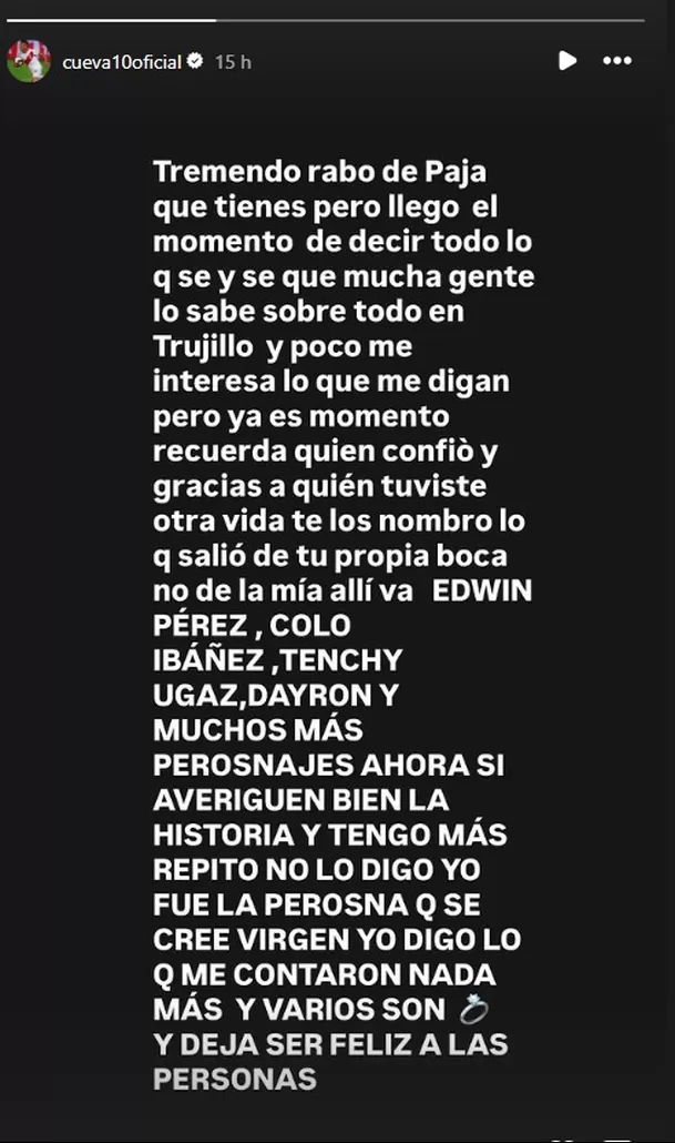 Christian Cueva reveló lista de hombres relacionados a ¿Pamela López?/ Captura Instagram