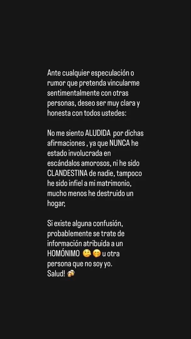Pamela López responde tras mensaje de Cueva/ Captura: Instagram