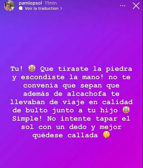 Pamela López respondió a amiga de Pamela Franco: “Te llevaban de viaje como bulto junto a tu hijo”