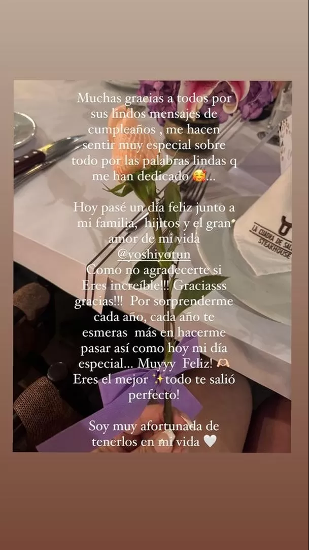 Palabras de agradecimiento de Alessandra Cordero por su cumpleaños/Foto: Instagram