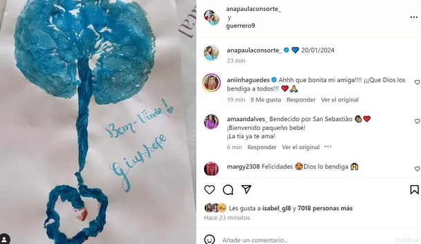 Publicación que anunció el nacimiento del segundo hijo de Ana Paula Consorte y Paolo Guerrero. Fuente: Instagram