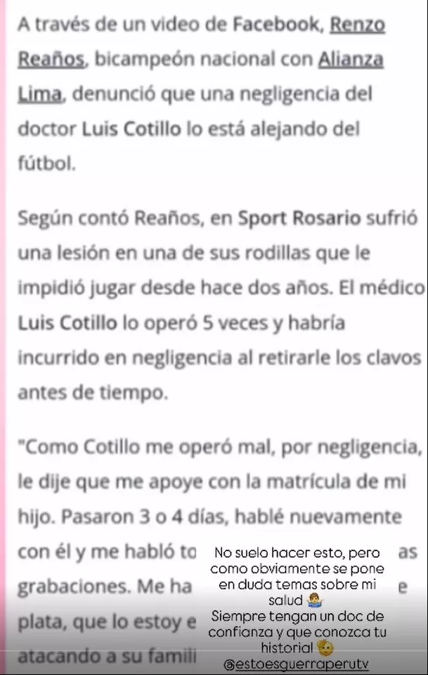 El reclamo de Patricio Parodi tras declaraciones del doctor Luis Cotillo en Esto es Guerra / Captura El reclamo de Patricio Parodi tras declaraciones del doctor Luis Cotillo en Esto es Guerra / Captura