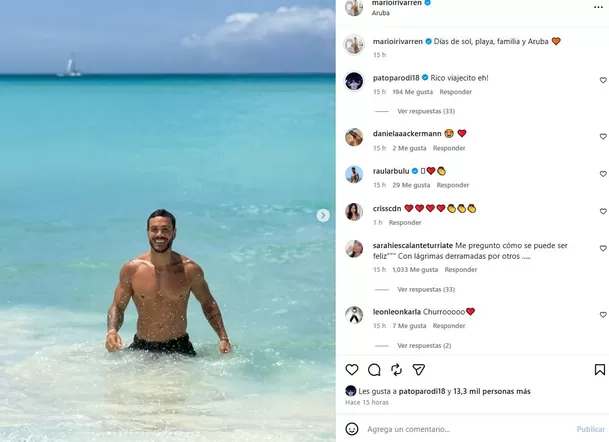 Tras regresar a Lima, Mario Irivarren compartió imágenes de su viaje a Aruba y provocó una ola de reacciones. Foto: Instagram