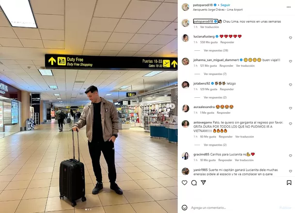 Patricio Parodi le dio adiós a Lima por unas semanas. Foto: Instagram 