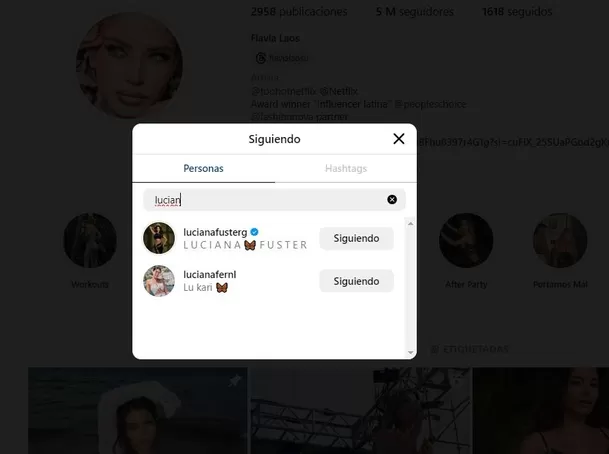 Flavia Laos también sigue a Luciana Fuster y viceversa / Instagram