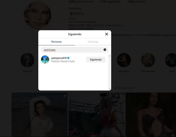 Flavia Laos también sigue a Patricio Parodi en Instagram