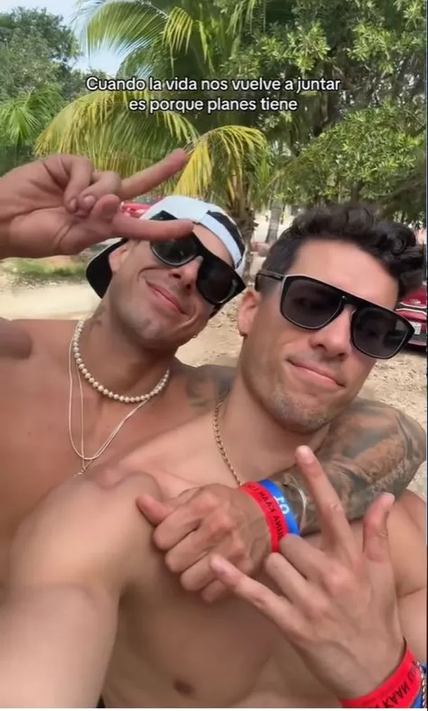 Hugo García y Patricio Parodi disfrutan sus vacaciones en Tulum. Fuente: TikTok