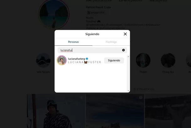 Patricio Parodi volvió a seguir a Luciana Fuster en Instagram