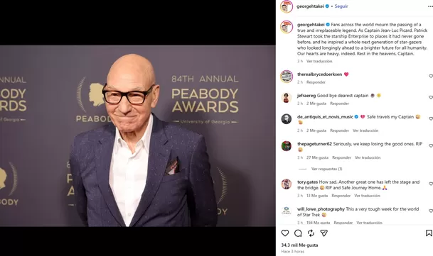 Figuras de Hollywood recordaron a Patrick Stewart tras su fallecimiento/ Captura Figuras de Hollywood recordaron a Patrick Stewart tras su fallecimiento/ Captura