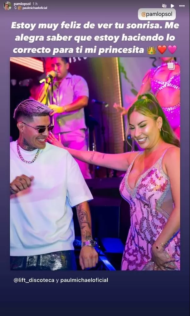 Mensaje de Paul Michael Paul a Pamela López en redes sociales. Fuente: Instagram
