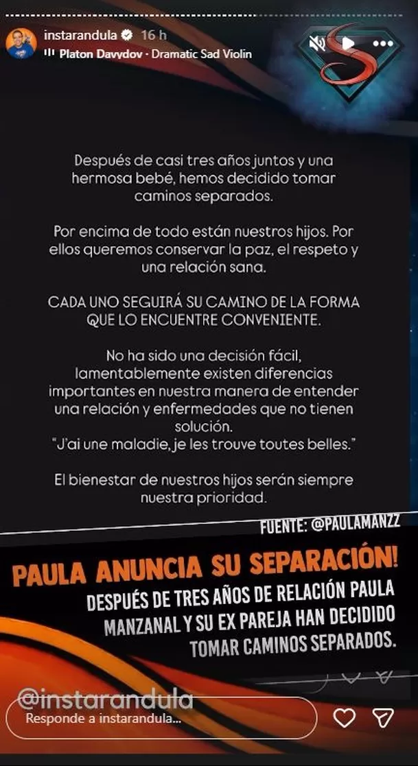 La influencer confirmó que puso fin a su relación con el padre de su segunda hija luego de casi tres años juntos. En su comunicado habló de diferencias importantes y de “enfermedades que no tienen solución” Video: Instagram La influencer confirmó que puso fin a su relación con el padre de su segunda hija luego de casi tres años juntos. En su comunicado habló de diferencias importantes y de “enfermedades que no tienen solución” Video: Instagram