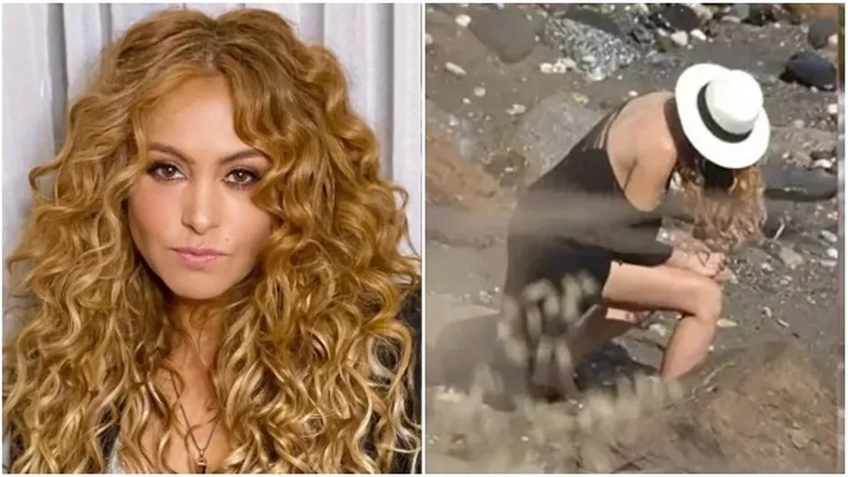 Paulina Rubio fue captada usando la playa como un baño