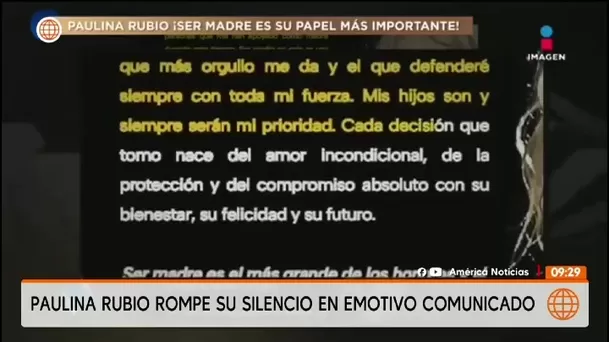 Paulina Rubio reapareció con fuerte comunicado en redes/ América TV