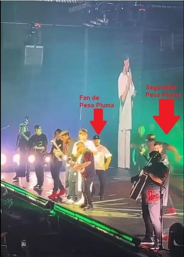 Seguridad de Peso Pluma corre para aventarse sobre fan del cantante/ Foto: Captura TikTok Eduin Caz 