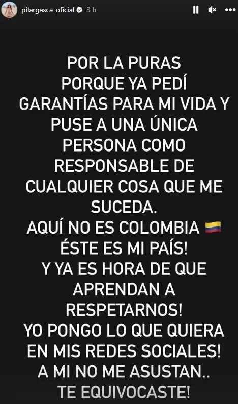 Pilar Gasca denunció que recibe amenazas contra su vida / Instagram