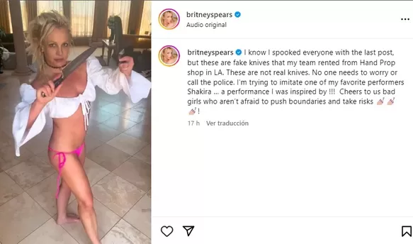 La policía llegó a casa de Britney Spears por video bailando con cuchillos: "Imitaba a Shakira"