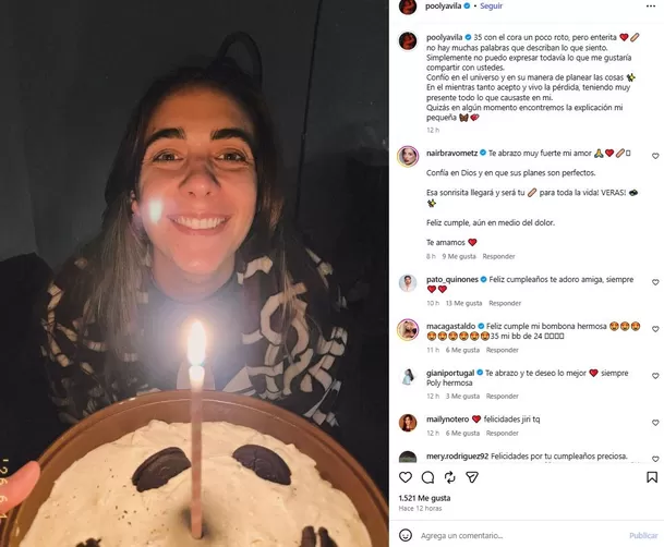 Poly Ávila abrió su corazón y conmovió a sus seguidores en su cumpleaños. Foto: Instagram @poolyavila
