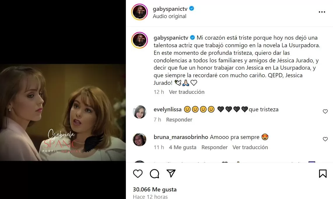 La despedida de Gabriela Spanic a Jessica Jurado / Instagram