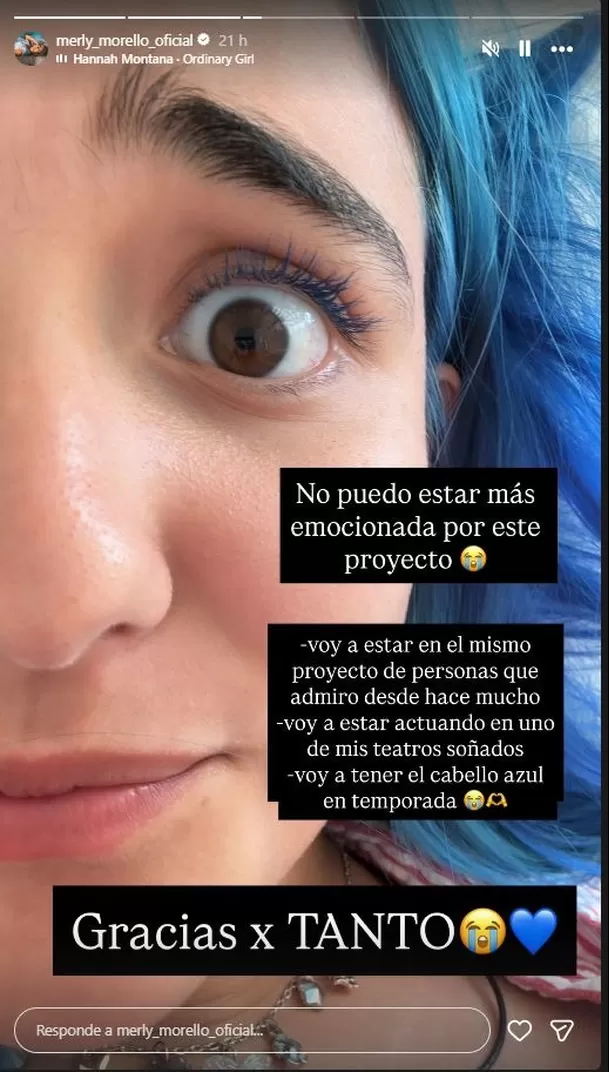 Merly Morello mostró su radical cambio de look y confirmó que actuará en el Teatro Británico. Foto: Instagram