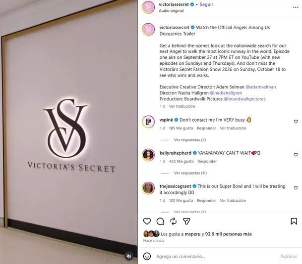 La convocatoria global de la célebre firma de lencería reunió a más de 100,000 aspirantes de todo el mundo. Andreína Martínez logró superar los filtros de selección.  Foto: IG @victoriassecret