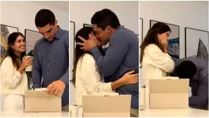 Esposo de Mafer Parodi lloró y besó ‘pancita’ al enterarse de su embarazo. Fuente: TikTok