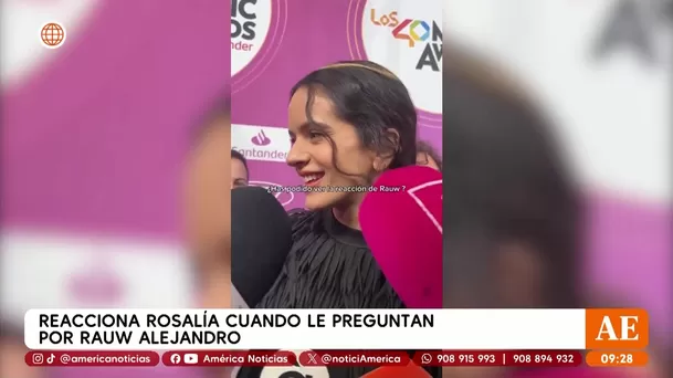 La reacción de Rosalía cuando le preguntan por Rauw Alejandro tras lanzamiento de 'La Perla' / Captura La reacción de Rosalía cuando le preguntan por Rauw Alejandro tras lanzamiento de 'La Perla' / Captura