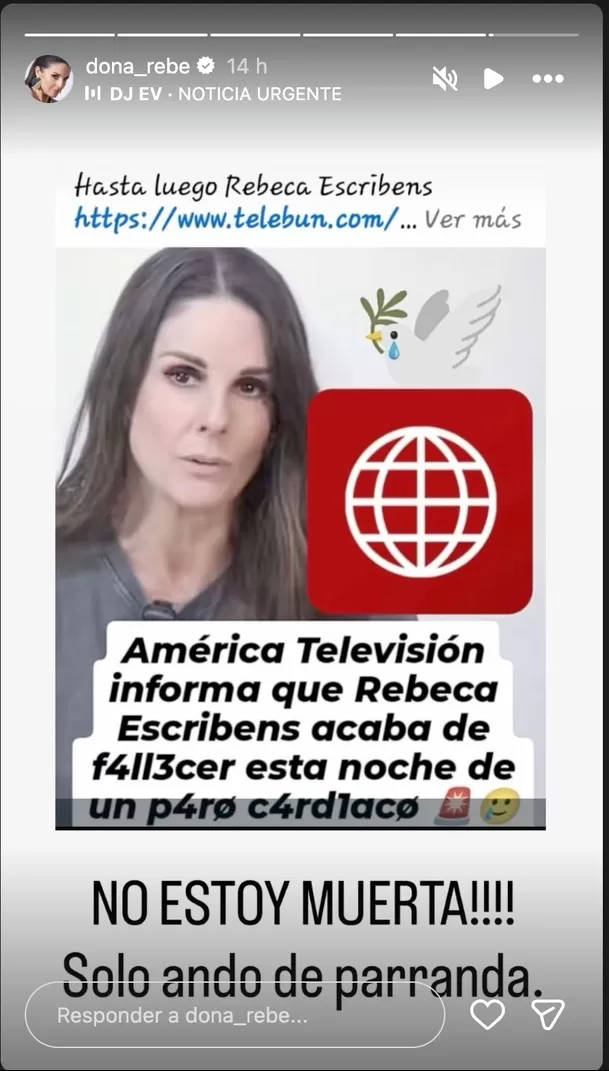 La presentadora de televisión frenó noticias falsas sobre fallecimiento con un contudente mensaje. Foto: Instagram