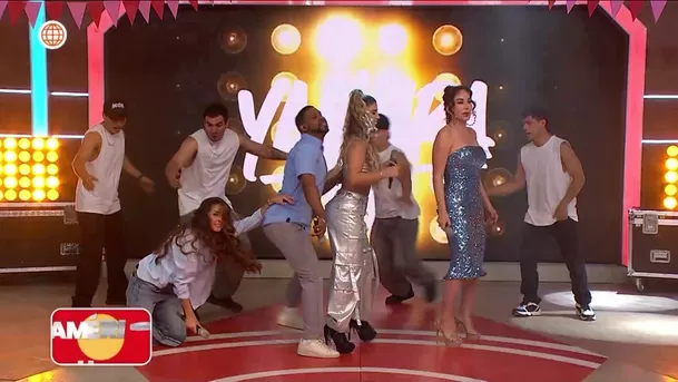 Rebeca Escribens se tomó el momento con mucho humor y, apenas se levantó, se acercó a Edson para hacerle un divertido "reclamo". Foto: América Espectáculos