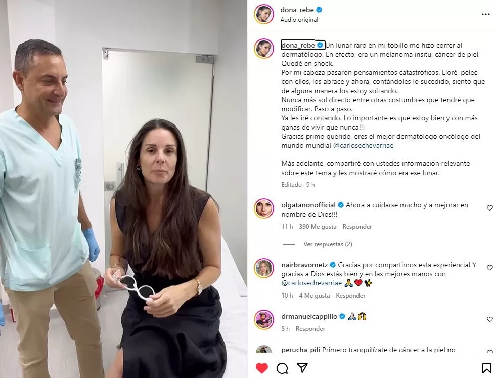 Rebeca Escribens tiene que realizarse chequeos cada tres o seis meses / Instagram