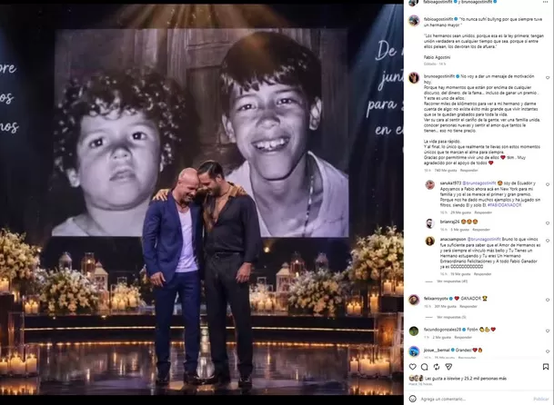 Luego de atravesar una larga temporada lejos de su familia debido a su permanencia en La Casa de los Famosos All Stars, Fabio Agostini finalmente pudo reencontrarse con su hermano Bruno Agostini. Foto: Instagram @fabioagostinifit Luego de atravesar una larga temporada lejos de su familia debido a su permanencia en La Casa de los Famosos All Stars, Fabio Agostini finalmente pudo reencontrarse con su hermano Bruno Agostini. Foto: Instagram @fabioagostinifit