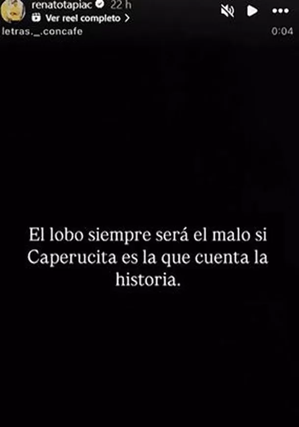 Renato Tapia dejó mensaje tras la publicación de Andrea Cordero / Instagram